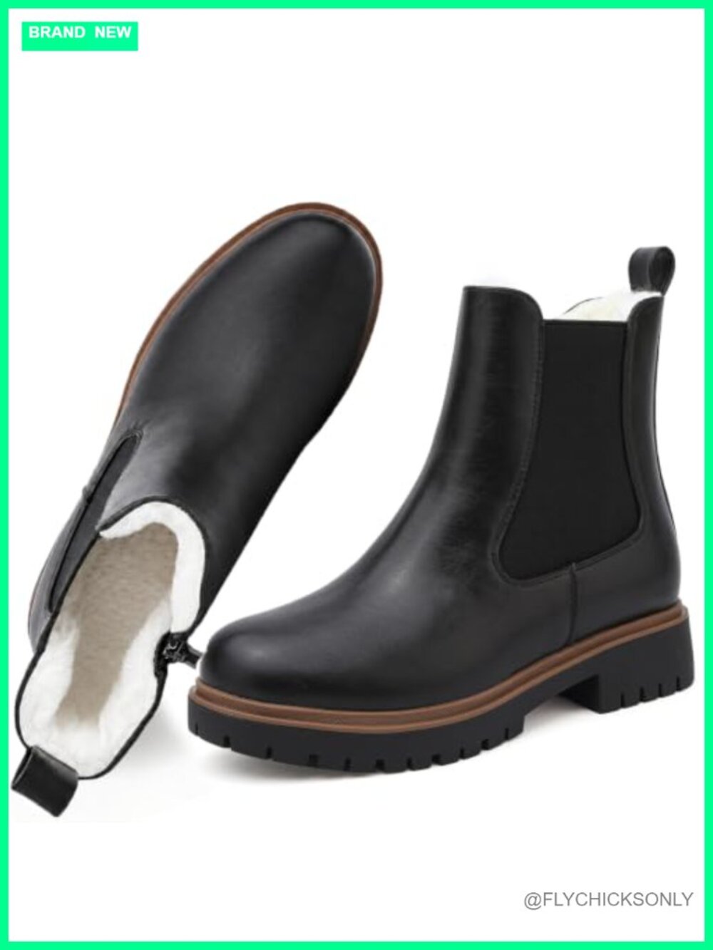 Waterproof Fur Lined Winter Chelsea Ankle Boots Women Platform Side Zip